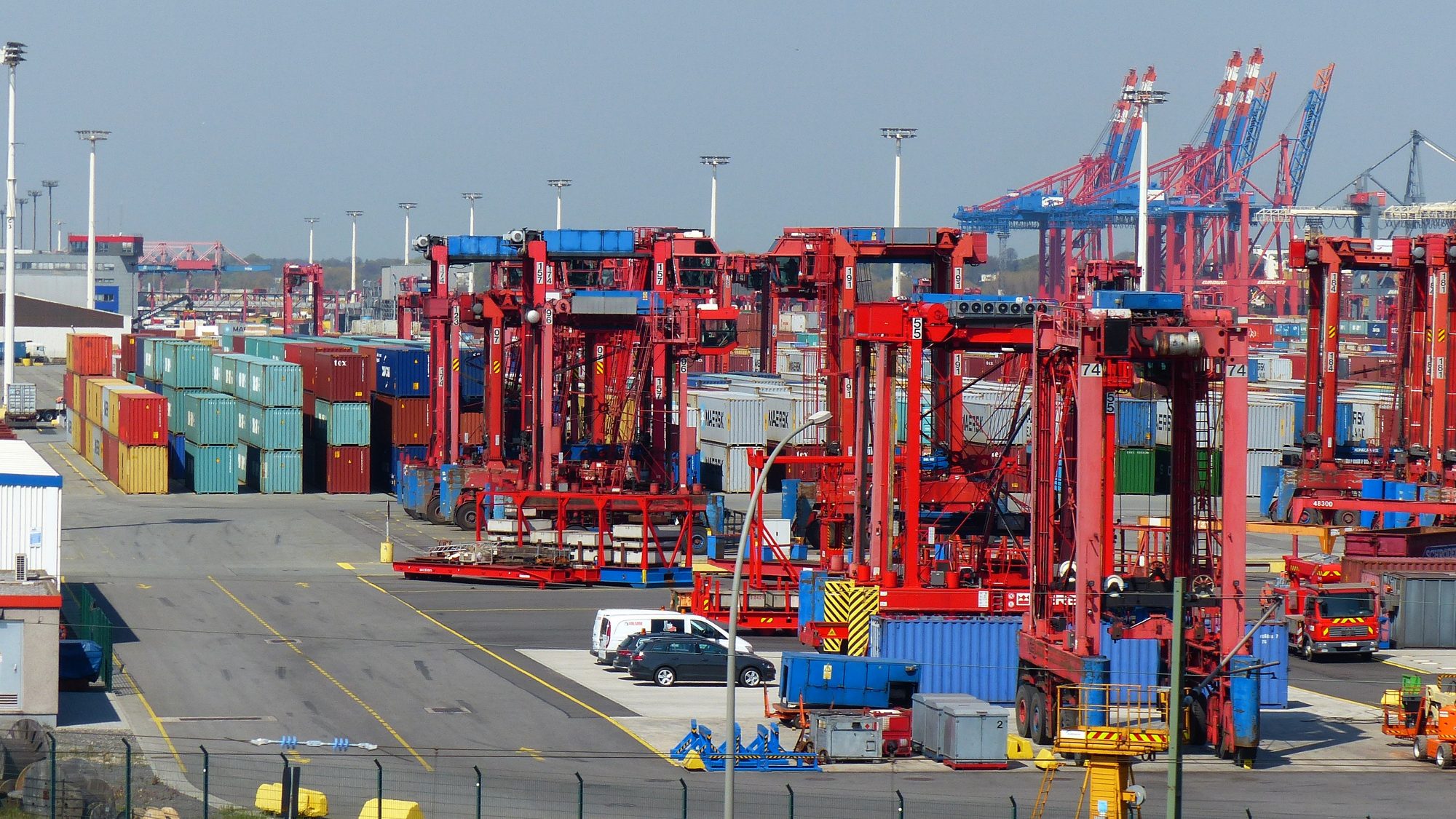 container lifters at a port