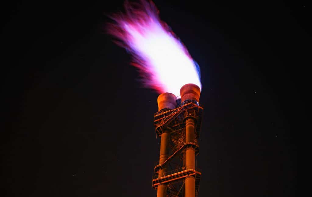 tower burning flare gas